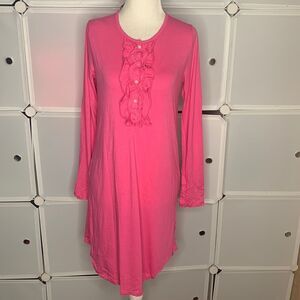Chaps Pink Long Sleeve Ruffle Night Gown Size Small